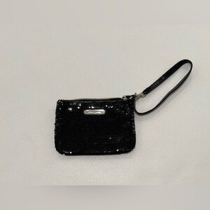 Michael Kors Womens Sequin Clutch
Coin Purse Handbag Black Small Zip
Lined Logo